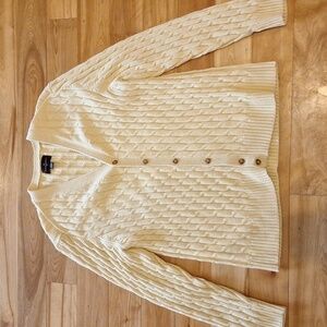 VTG 90s butter yellow cozy cable knit grandpa sweater by Black Brown 1826 cotton